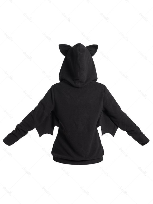 Costume Chauve-souris à Capuche en Couleur Unie en Laine avec Haut - Noir XL