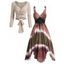 Robe Mi-Longue Plissée Teintée à Manches Longues à Lacets - multicolor S | US 4