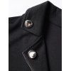 O Ring Zip Up Asymmetrical Hem Punk Coat Solid Color Mock Button Handkerchief Coat - BLACK M