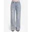 Pantalon Déchiré Lâche à Taille Moyenne en Denim avec Poche - Bleu clair XL