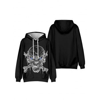 

Skull Print Gothic Hoodie Kangaroo Pocket Drawstring Casual Hoodie, Black