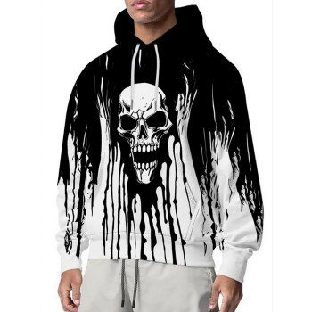 

Skull Drip Painting Print Halloween Hoodie Kangaroo Pocket Drawstring Casual Hoodie, Multicolor