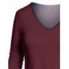 T-shirt Décontracté Rayure Imprimée Manches Longues Grande Taille à Col V - Rouge foncé 1X | US 16