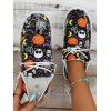 Halloween Cartoon Pumpkin Skull Ghost Pattern Lace Up Canvas Shoes - Noir EU 43