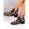 Halloween Pumpkin Spider Pattern Zip Up Chunky Canvas Boots - Noir EU 42