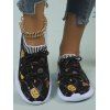 Halloween Pumpkin Spider Web Pattern Lace Up Slip On Casual Shoes - Noir EU 43