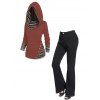 Haut à Capuche Long Rayé Géométrique Panneau Effrangé Zippé en Tricot - multicolor S | US 4
