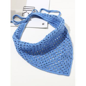 

Solid Color Crochet Knit Triangle Hair Scarf, Blue