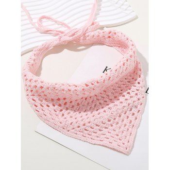 

Solid Color Crochet Knit Triangle Hair Scarf, Light pink