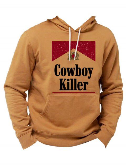 Cowboy Killer Graphic Print Hoodie Kangaroo Pocket Drawstring Casual Hoodie