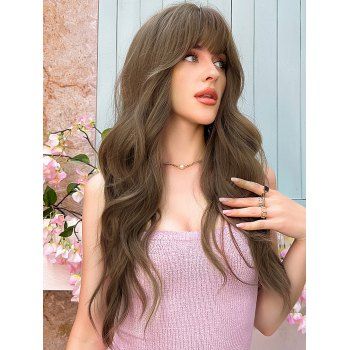 

Full Bang Long Wavy Synthetic Wig, Camel brown