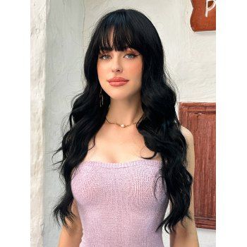 

Long Full Bang Body Wave Synthetic Wig, Black