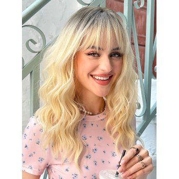 

Long See-through Bang Ombre Wavy Synthetic Wig, Golden