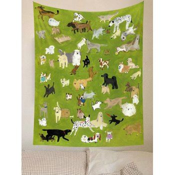 

Cute Dogs Painting Print Hanging Wall Tapestry, Light green