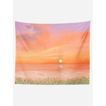 

Landscape Watercolor Painting Print Hanging Home Decor Wall Tapestry, Light orange