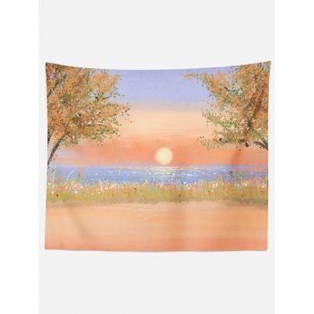 

Landscape Watercolor Painting Print Hanging Wall Tapestry, Light orange