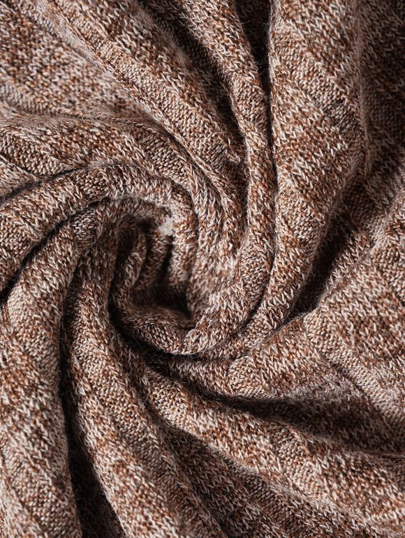 Haut Chiné Tricoté à Manches Evasées à Volants à Lacets avec Œillet - café M