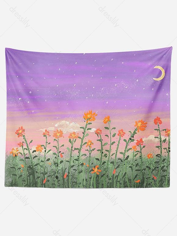 Tapisserie Murale à Imprimé Peinture Paysage à L'Aquarelle Décor Maison - Violet clair 