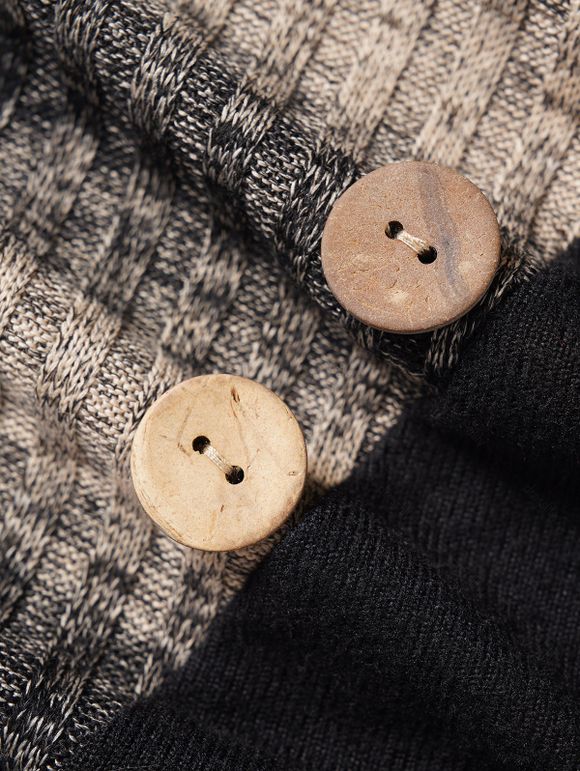 Haut à Capuche Rayé Imprimé à Côté Tricoté avec Bouton en Haut - multicolor XXL