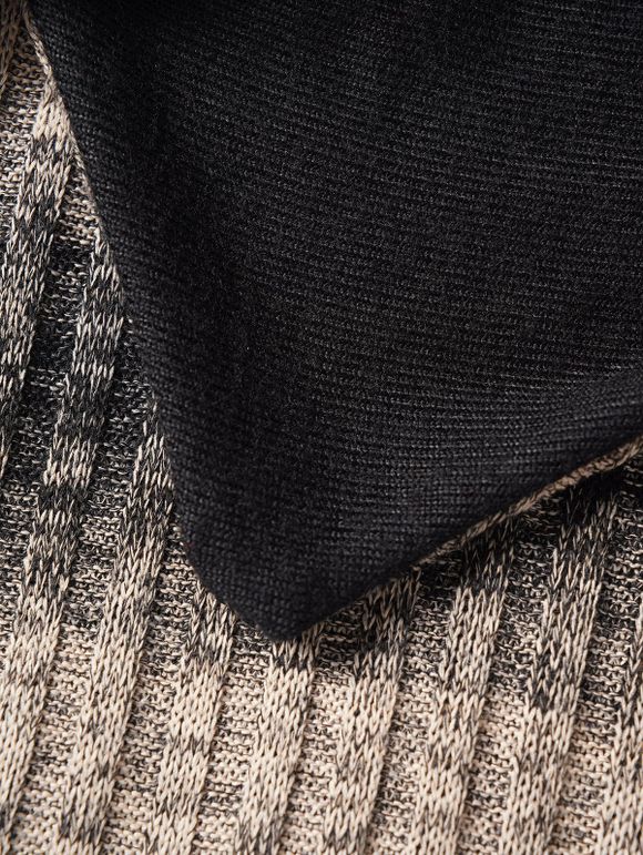 Haut à Capuche Rayé Imprimé à Côté Tricoté avec Bouton en Haut - multicolor XXL