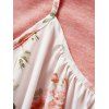 Mini Robe Fourreau Nouée Croisée Fleur Imprimée à Manches Longues Fausse Deux Pièces - Rose clair XL