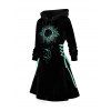 Mini Robe à Capuche Ligne A Lune et Soleil Imprimés à Lacets à Cordon - Noir XL | US 10
