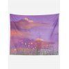 Tapisserie Murale à Imprimé Peinture Paysage à L'Aquarelle Décor Maison - Violet clair 