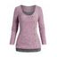 Pull Nombril Exposé Exposé Côtelé en Blocs de Couleurs avec Bouton Fausse Deux Pièces - Rose clair XL