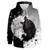 Sweat à Capuche à Imprimé Loup en Blocs de Couleurs à Manches Longues à Cordon - multicolor 3XL