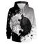Sweat à Capuche à Imprimé Loup en Blocs de Couleurs à Manches Longues à Cordon - multicolor 3XL