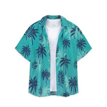 

Tropical Coconut Tree Print Shirt Button Up Beach Vacation Shirt, Multicolor a