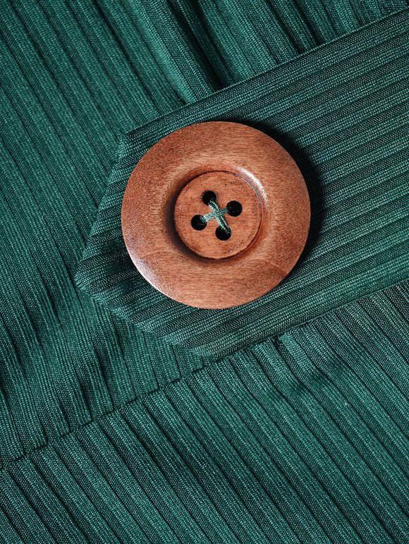 Mini Robe Tricotée Boutonnée Panneau en Blocs de Couleurs Ourlet à Volants Fausse Deux Pièces - Vert profond XXL | US 12