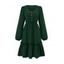 Mini Robe Décontractée Faux Bouton en Couleur Unie Ourlet à Volants - Vert profond XL