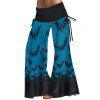Pantalon D'Halloween Lâche Sanglé Chauve-souris Imprimé à Taille Large - Bleu XXL | US 12