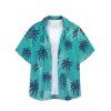 Chemise de Plage de Vacances à Imprimé Arbre de Noix de Coco Tropical Boutonnée - multicolor A XXXL