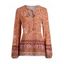 Haut Décontracté Noué en Avant Fleuri Imprimé à Manches Longues Style Bohémien - Orange XL | US 10