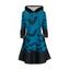 Mini Robe à Capuche D'Halloween Chauve-souris Imprimé à Lacets à Manches Longues - Bleu XXL | US 12