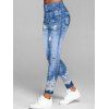 Legging Décontracté Déchiré 3D Imprimé à Taille Elastique en Faux Denim - Bleu XL | US 10