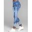 Legging Décontracté Déchiré 3D Imprimé à Taille Elastique en Faux Denim - Bleu XL | US 10