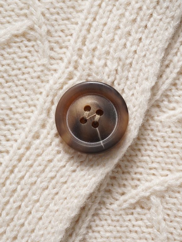 Cardigan à Capuche Décontracté Boutonné à Manches Longues en Tricot à Câble - café lumière M | US 6