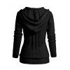 Cardigan à capuche boutonné en tricot torsadé, couleur unie, manches longues, décontracté - Noir S | US 4