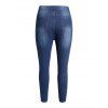 Pantalon Décontracté Déchiré à Taille Moyenne de Grande Taille en Denim avec Poche - Bleu profond 3XL