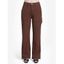 Pantalon Décontracté en Couleur Unie à Taille Moyenne en Denim avec Poche Latérale - Café profond XL