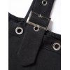 Mini Robe Gothique Epaule Dénudée à Manches Longues à Bretelle Bouclée avec Poche en Avant - Noir L