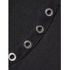 Mini Robe Gothique Epaule Dénudée à Manches Longues à Bretelle Bouclée avec Poche en Avant - Noir XL