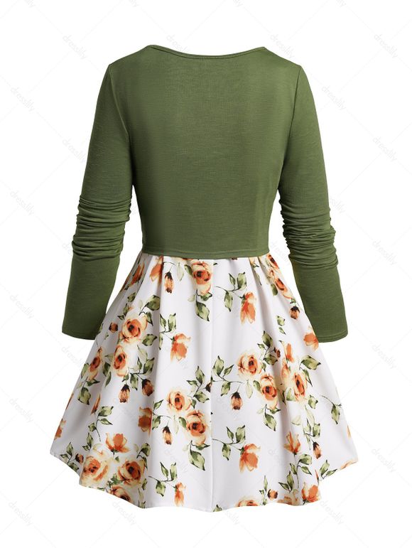 Ensemble de Haut Court Superposé Plongeant à Manches Longues à Bretelle Fine - Vert M