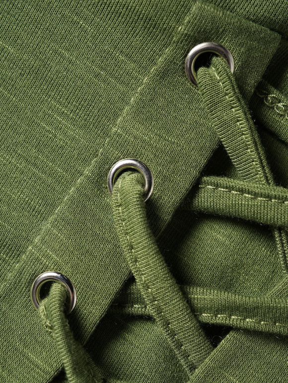 Ensemble de Haut Court Superposé Plongeant à Manches Longues à Bretelle Fine - Vert M