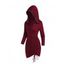 Mini Robe Moulante Gothique à Capuche en Couleur Unie à Lacets à Volants - Rouge foncé S