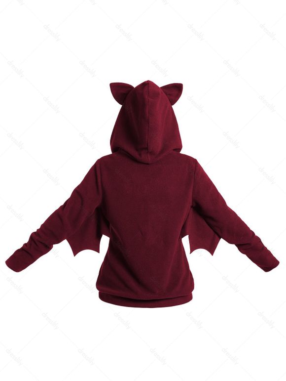 Costume Chauve-souris à Capuche en Couleur Unie en Laine avec Haut - Rouge foncé S