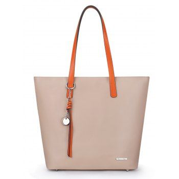 

Pomelo Best Large Capacity Faux Leather One Shoulder Tote Bag, Apricot